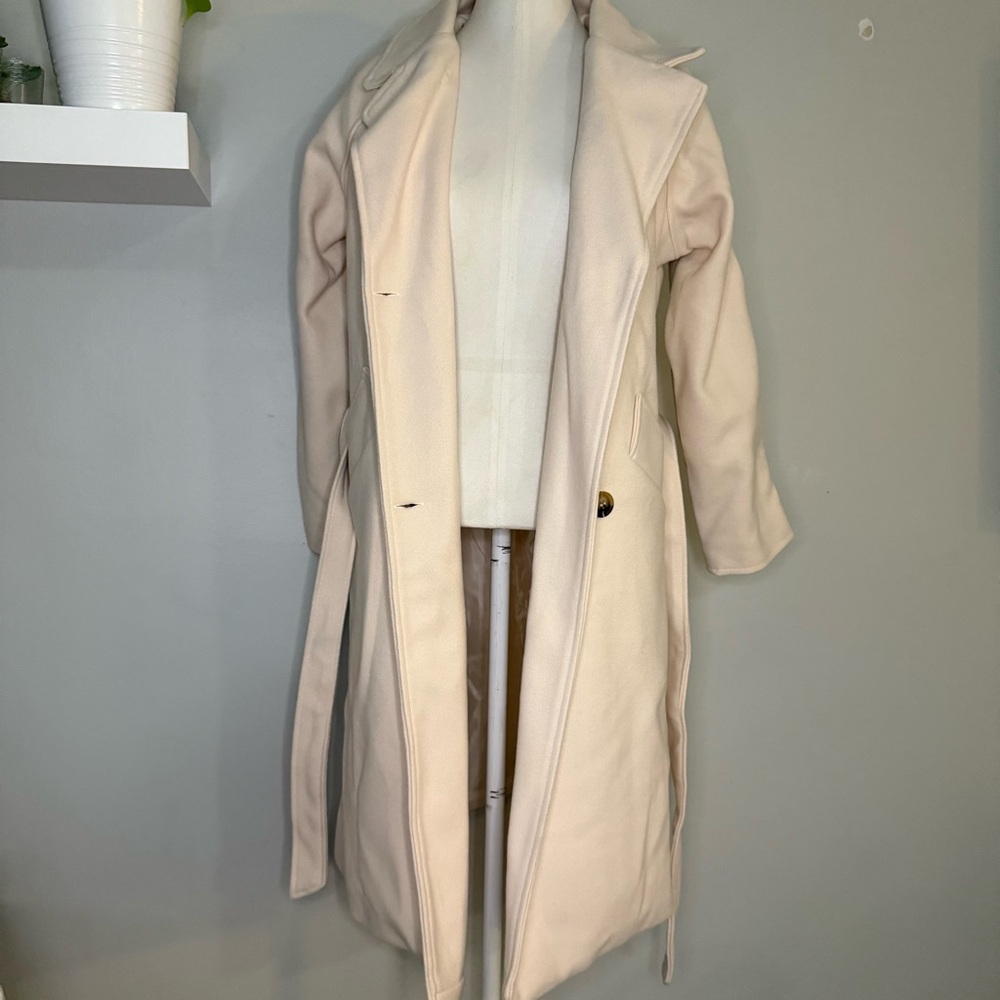 Jiepotu Cream Pea Coat - Picture 3 of 6